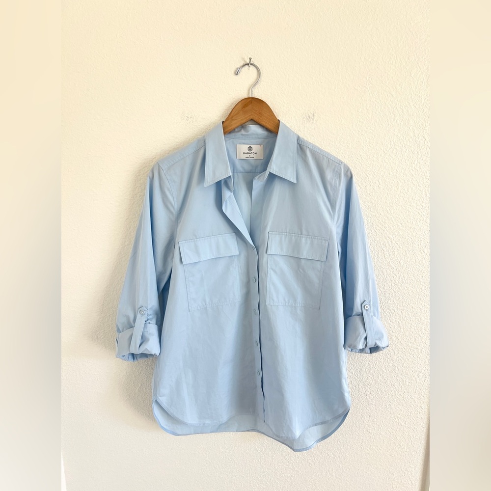 Aritzia Pale Blue Relaxed Button-Up Shirt